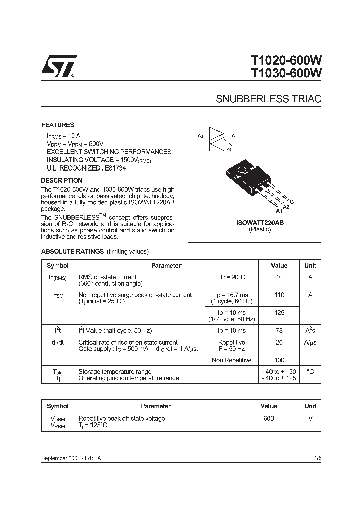 T1020-600W_281604.PDF Datasheet