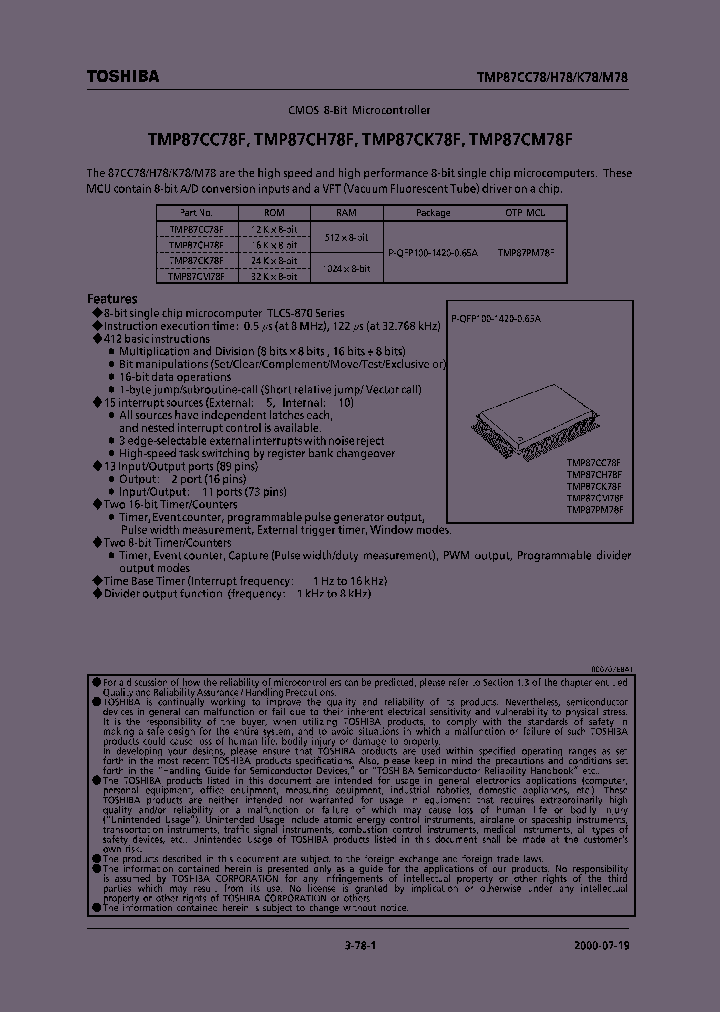 TMP87CM78F_273364.PDF Datasheet