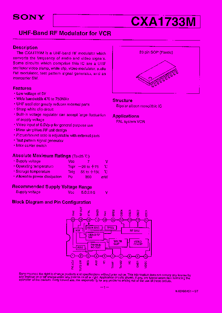 CXA1733M_253570.PDF Datasheet