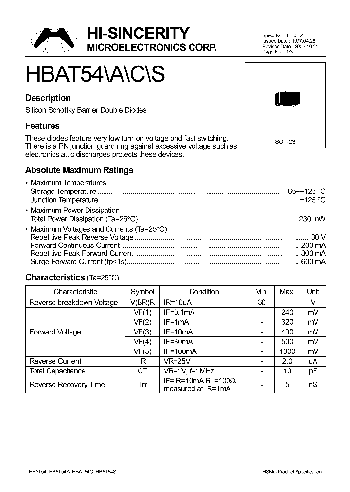 HBAT54_217364.PDF Datasheet