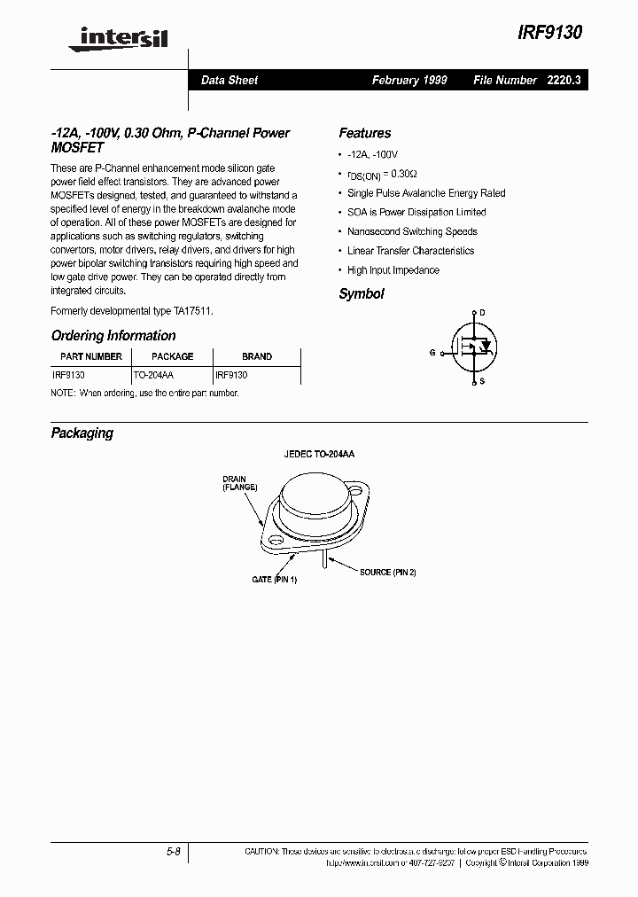 IRF9130_249100.PDF Datasheet