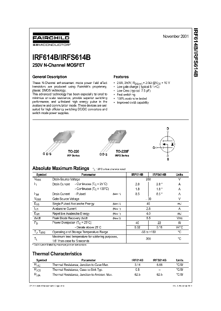 IRFS614B_256587.PDF Datasheet