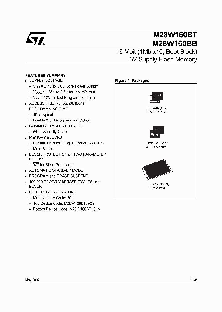 M28W160B-ZBT_240503.PDF Datasheet