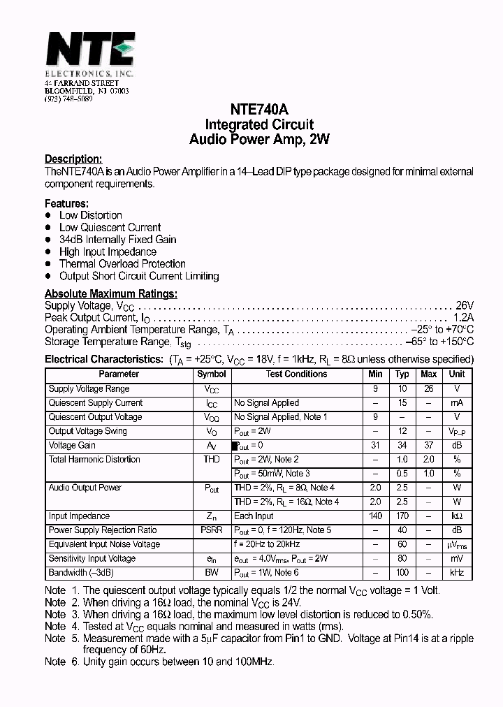 NTE740A_218594.PDF Datasheet