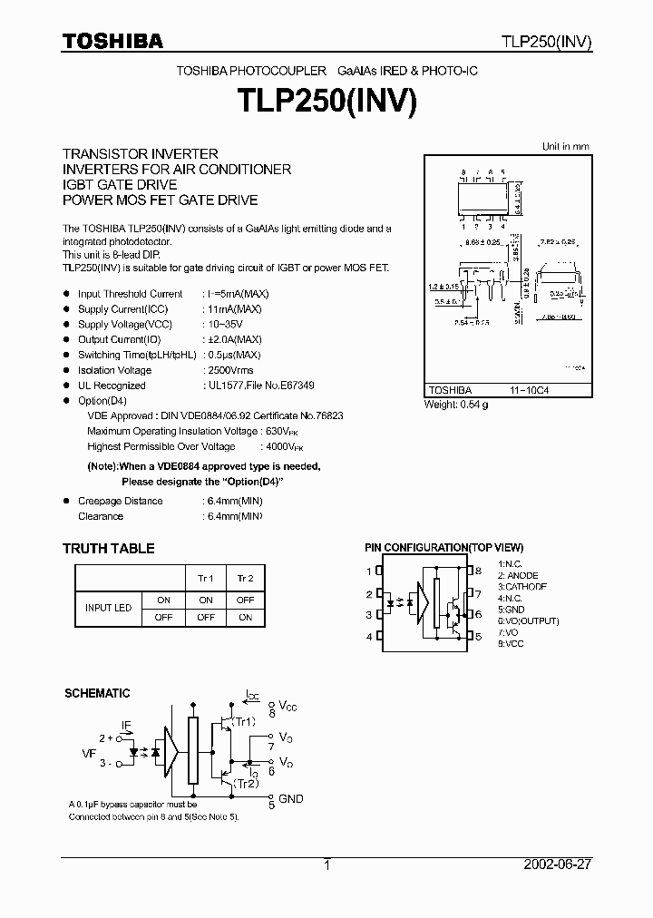 TLP250INV_264001.PDF Datasheet