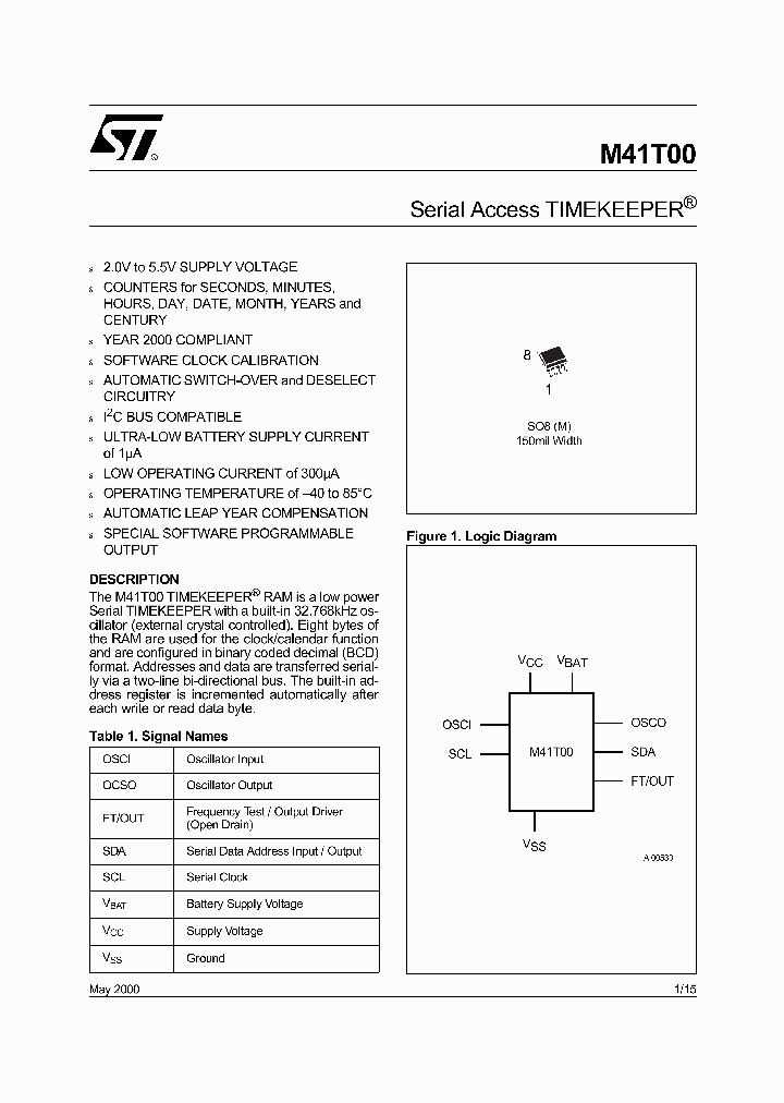 M41T00_231826.PDF Datasheet