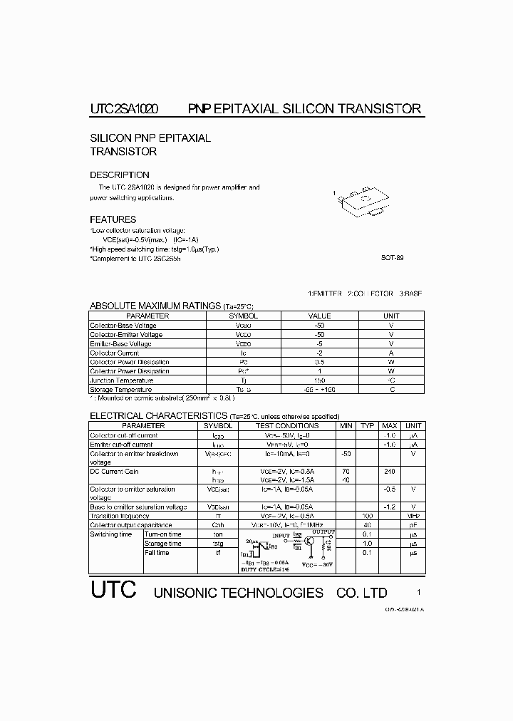 UTC2SA1020_222119.PDF Datasheet