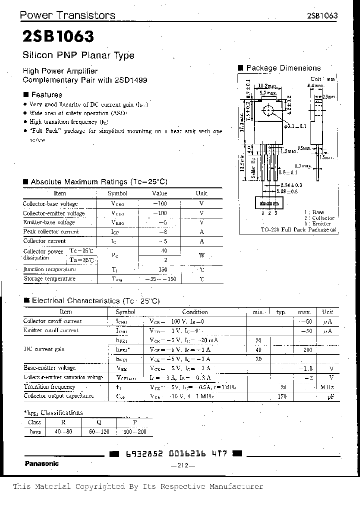 2SB1063_311427.PDF Datasheet