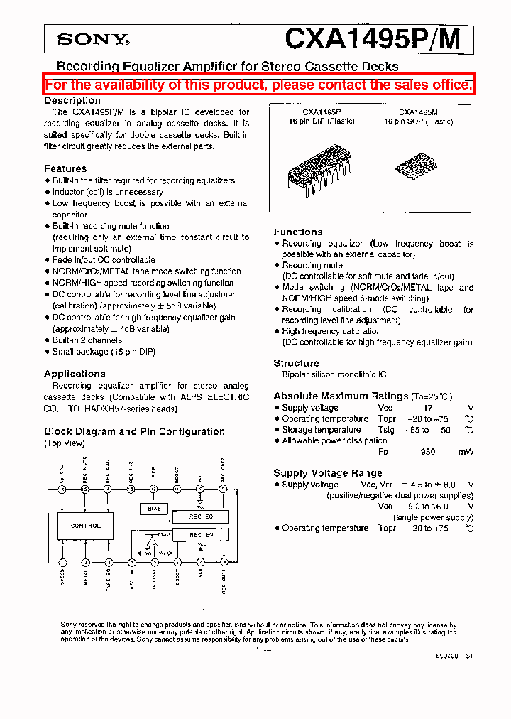 CXA1495M_138234.PDF Datasheet