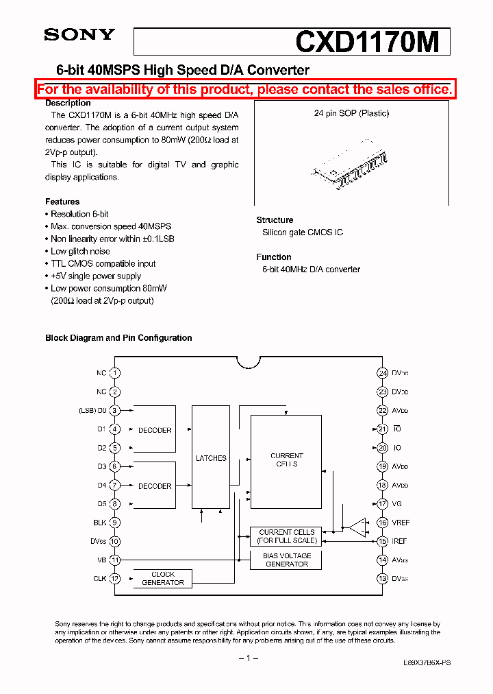 CXD1170_14837.PDF Datasheet