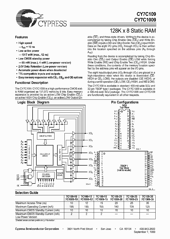 CY7C109_186233.PDF Datasheet