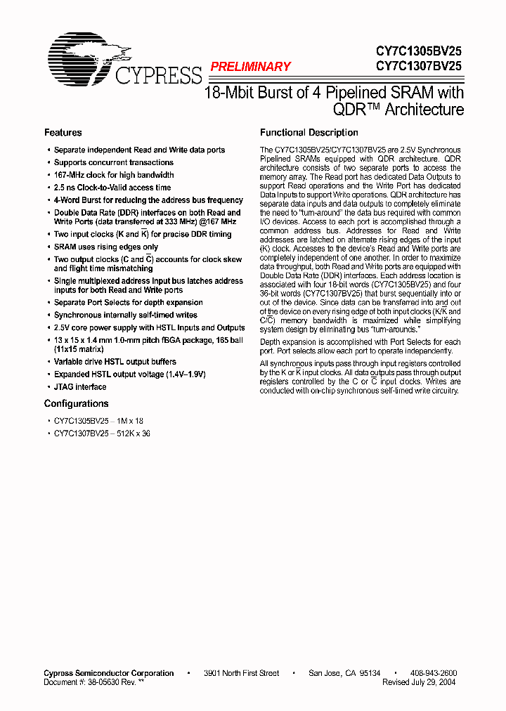 CY7C1305BV25_317623.PDF Datasheet