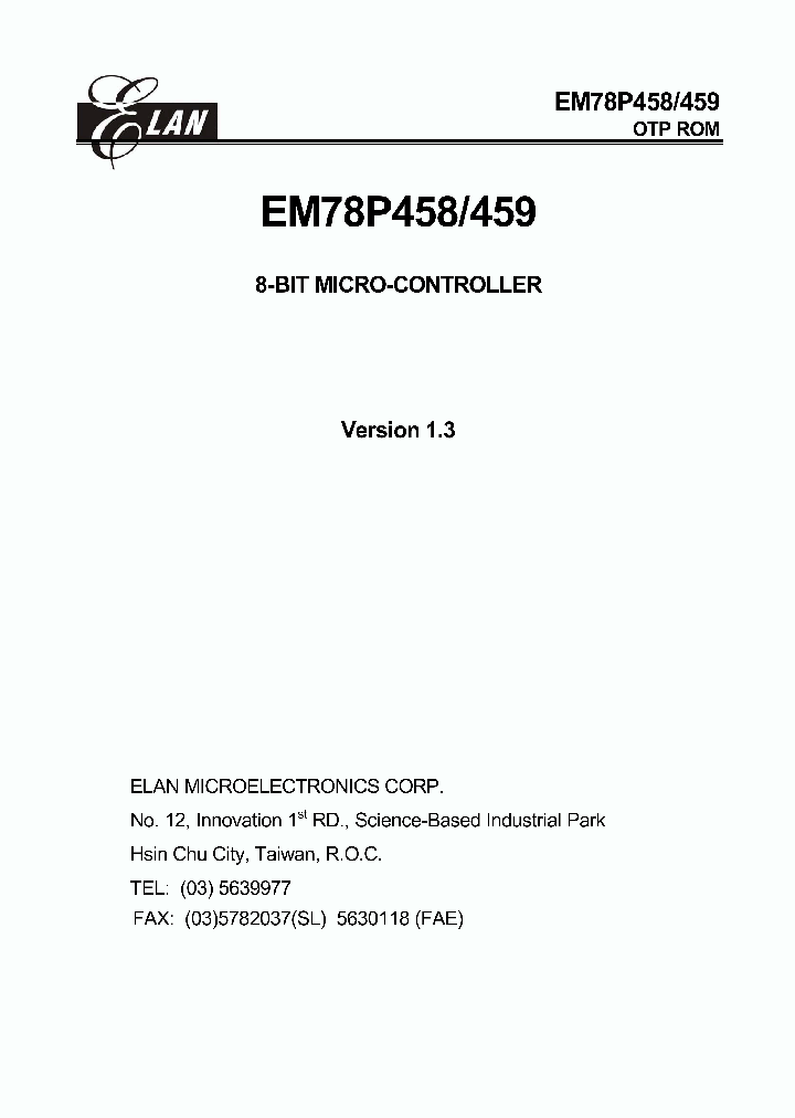 EM78P458_314285.PDF Datasheet
