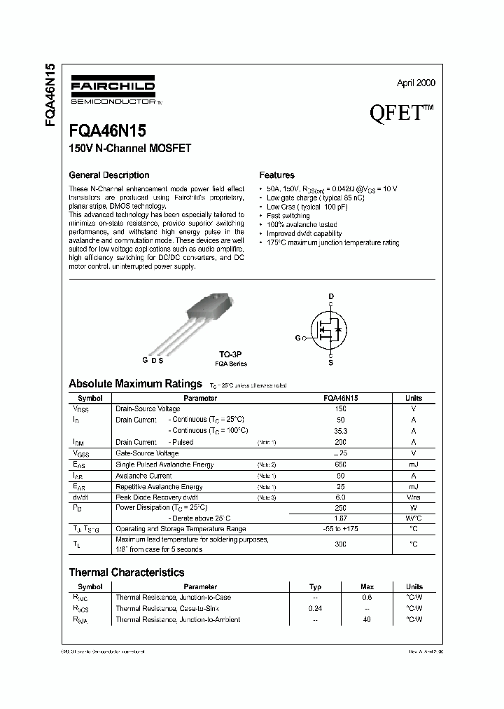 FQA46N15_359560.PDF Datasheet