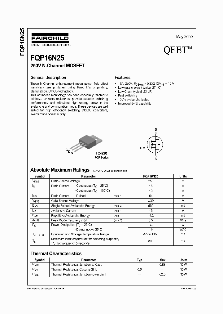 FQP16N25_346666.PDF Datasheet