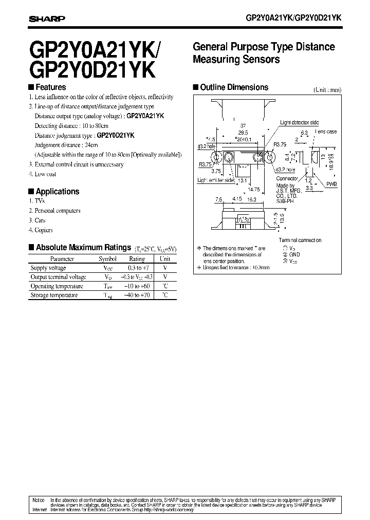 GP2Y0A21YK_320744.PDF Datasheet