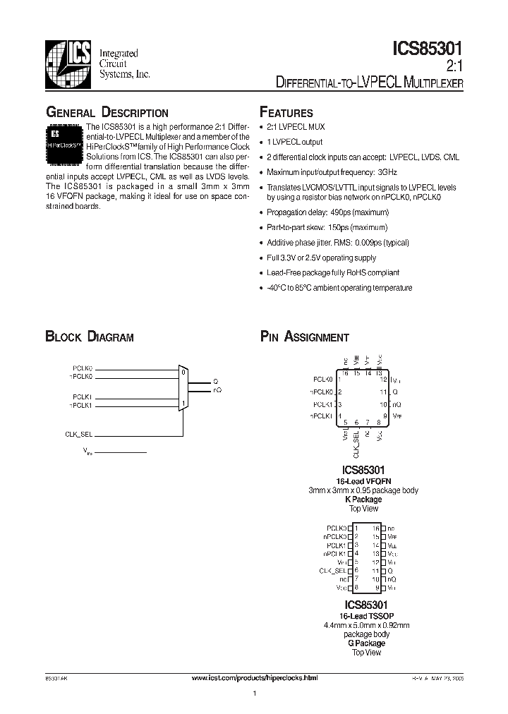 ICS85301_367653.PDF Datasheet