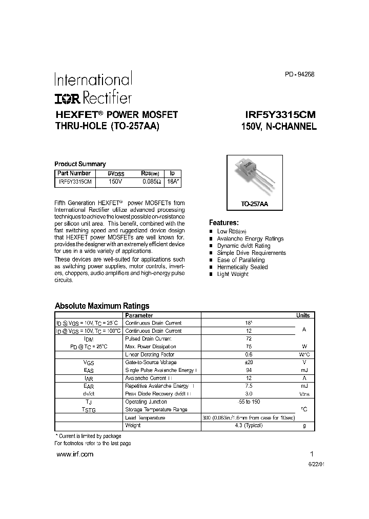 IRF5Y3315CM_343858.PDF Datasheet