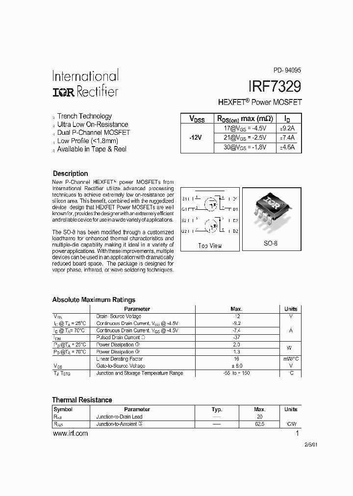 IRF7329_199600.PDF Datasheet