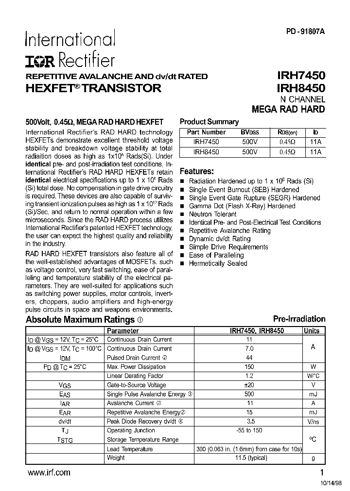 IRH7450_379453.PDF Datasheet