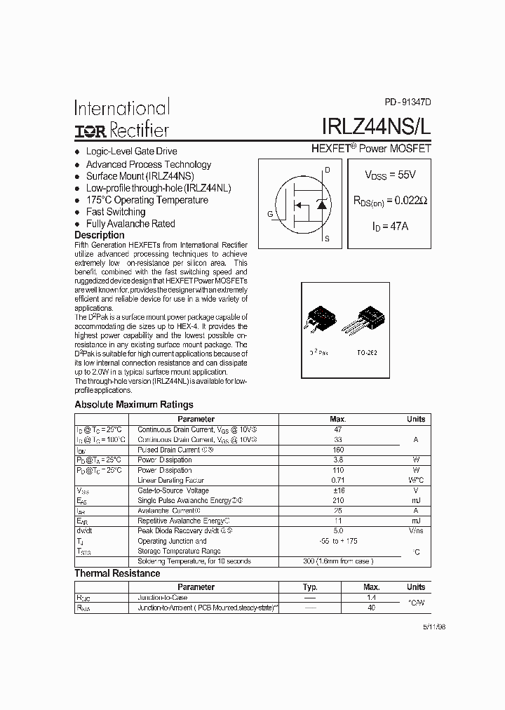 IRLZ44NL_196904.PDF Datasheet