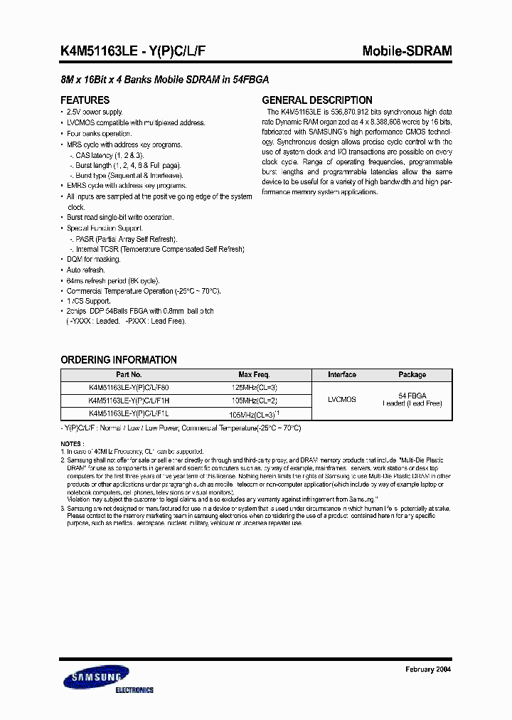 K4M51163LENBSP_320181.PDF Datasheet