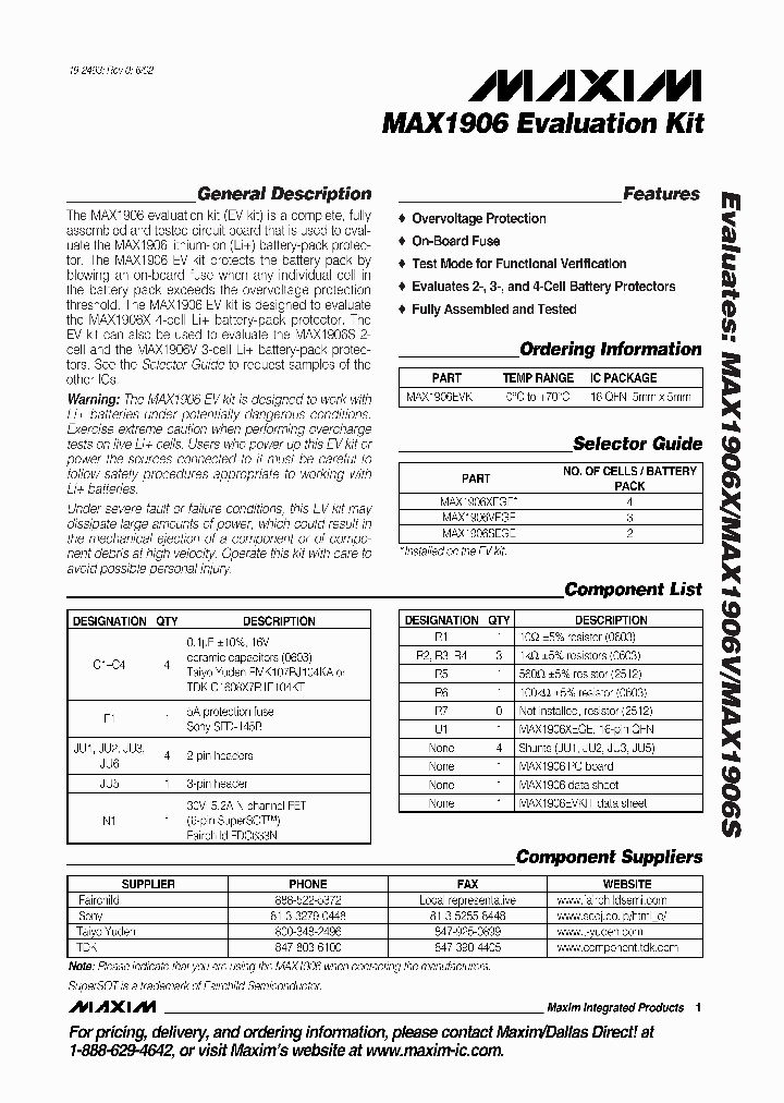 MAX1906EVKIT_307618.PDF Datasheet