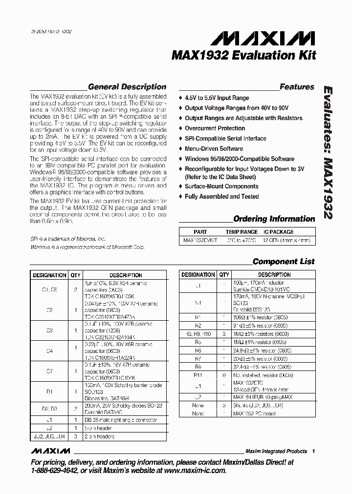 MAX1932EVKIT_328153.PDF Datasheet