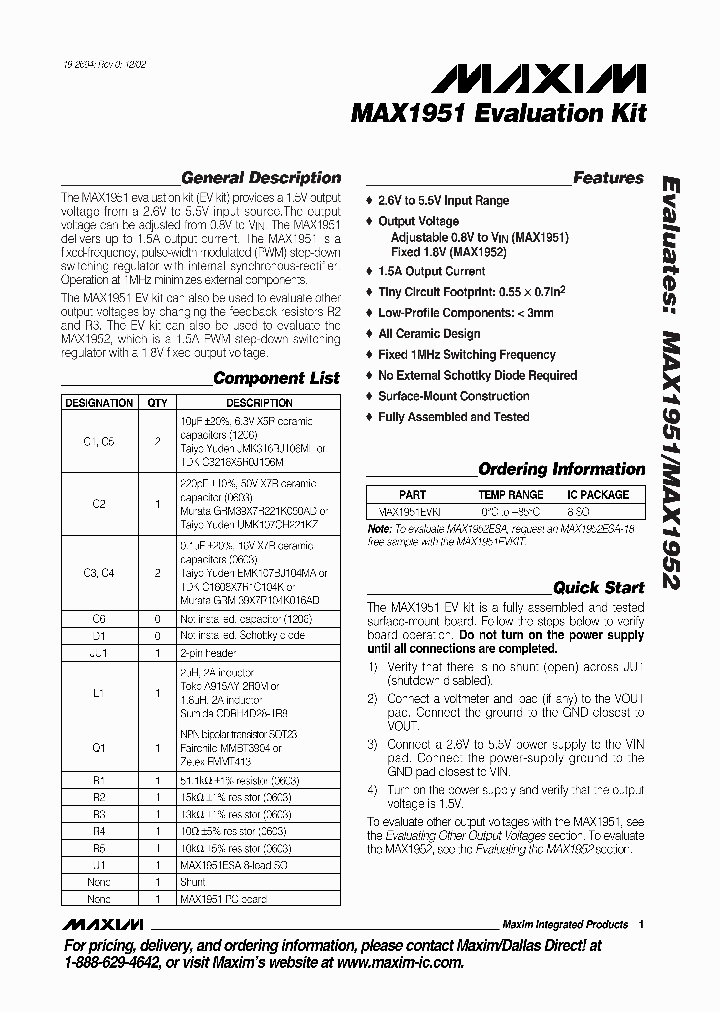 MAX1951EVKIT_338245.PDF Datasheet