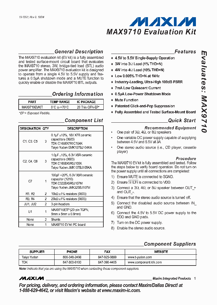 MAX9710EVKIT_336188.PDF Datasheet