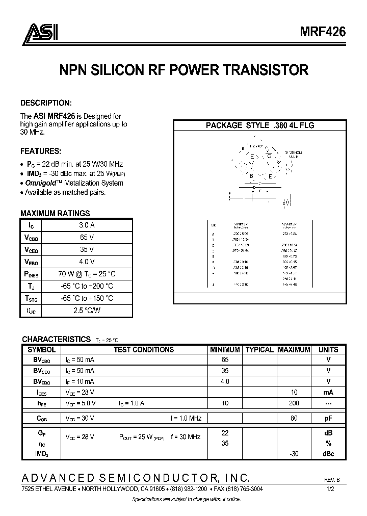 MRF426_202943.PDF Datasheet