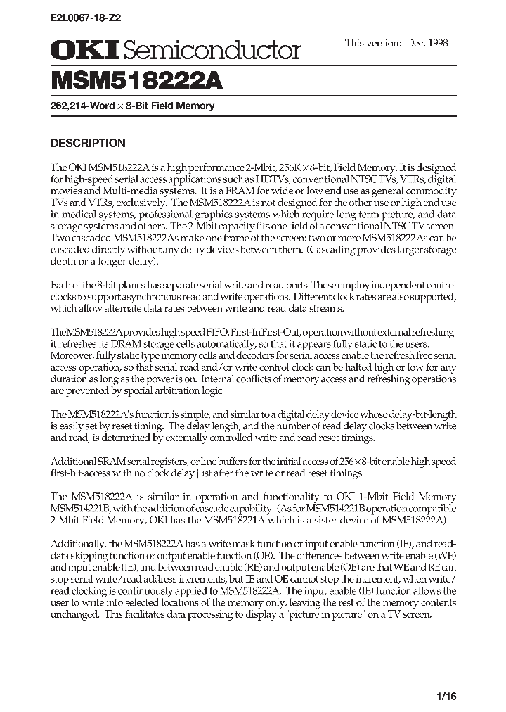 MSM518222A_313258.PDF Datasheet
