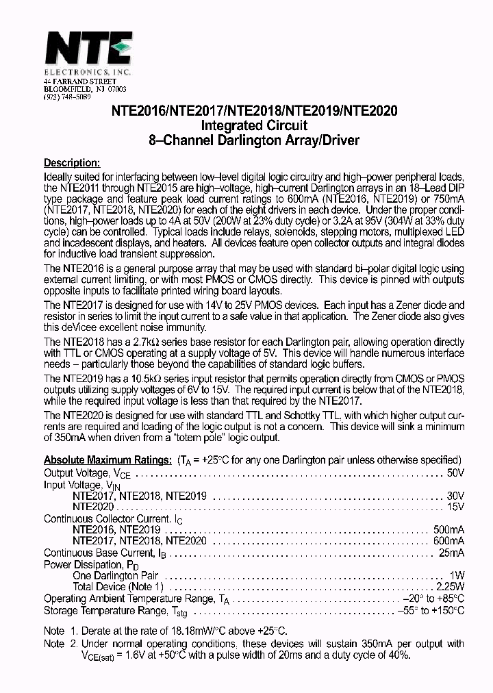 NTE2020_316295.PDF Datasheet