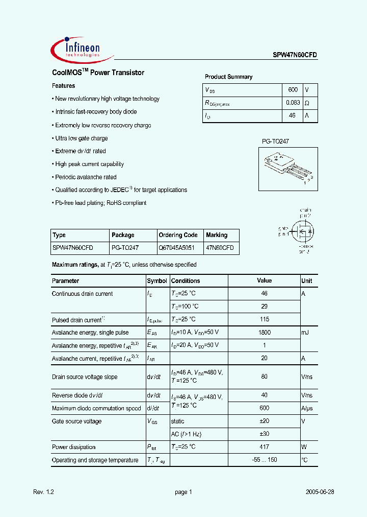 SPW47N60CFD_369544.PDF Datasheet