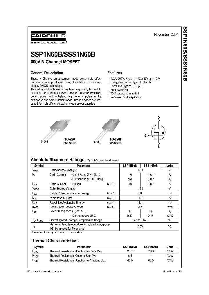 SSP1N60B_350142.PDF Datasheet