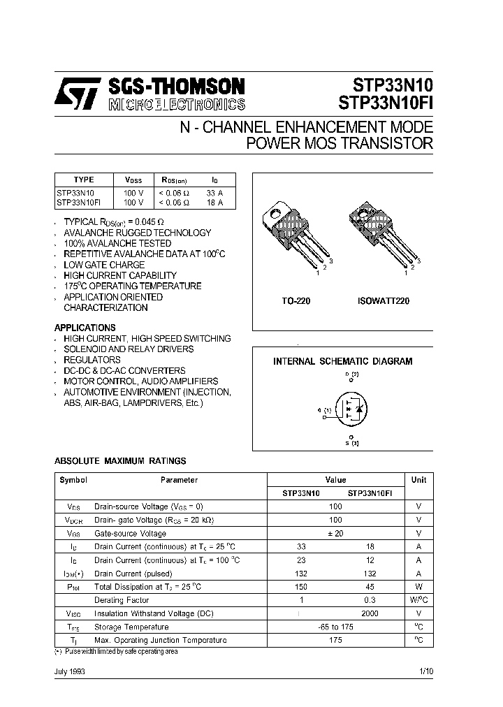 STP33N10FI_364536.PDF Datasheet