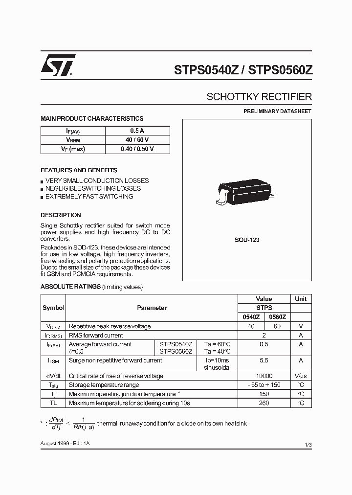 STPS0560Z_327001.PDF Datasheet