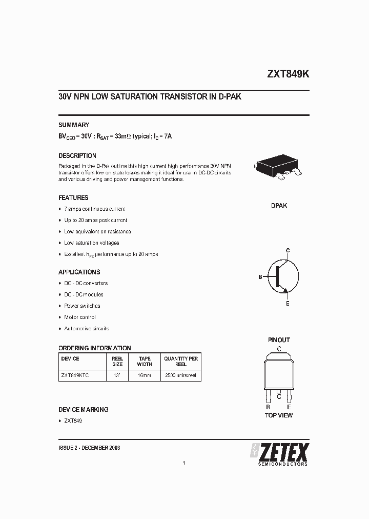 ZXT849KTC_309162.PDF Datasheet