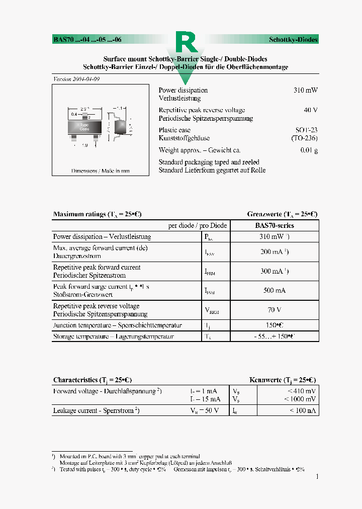 BAS70_407755.PDF Datasheet