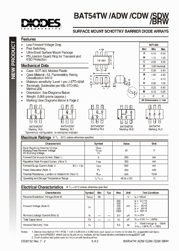 BAT54CDW_3531.PDF Datasheet