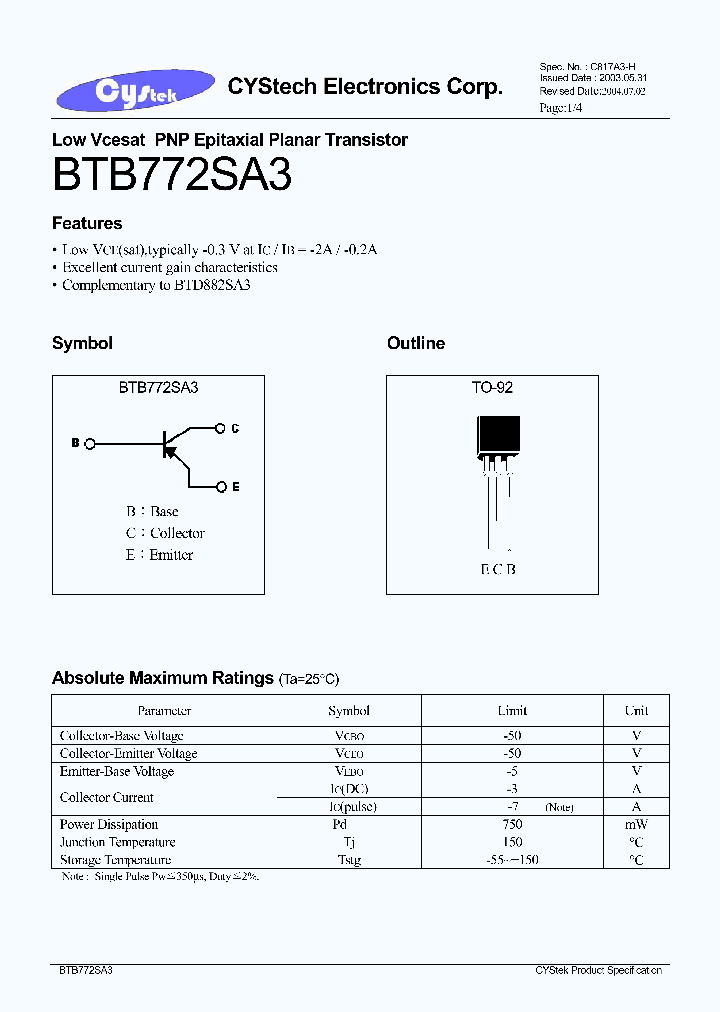 BTB772SA3_393686.PDF Datasheet