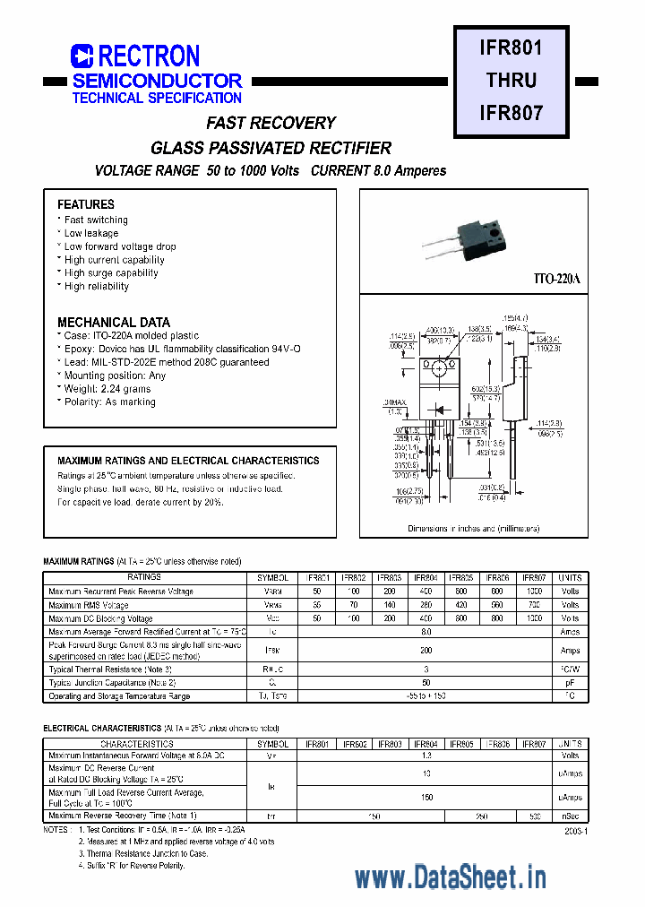 IFR805_408411.PDF Datasheet