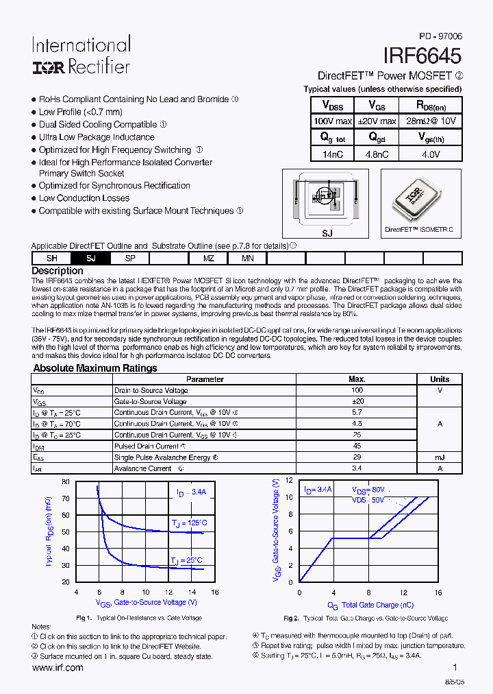 IRF6645_394139.PDF Datasheet