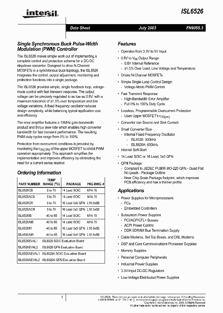 ISL6526IB_397284.PDF Datasheet