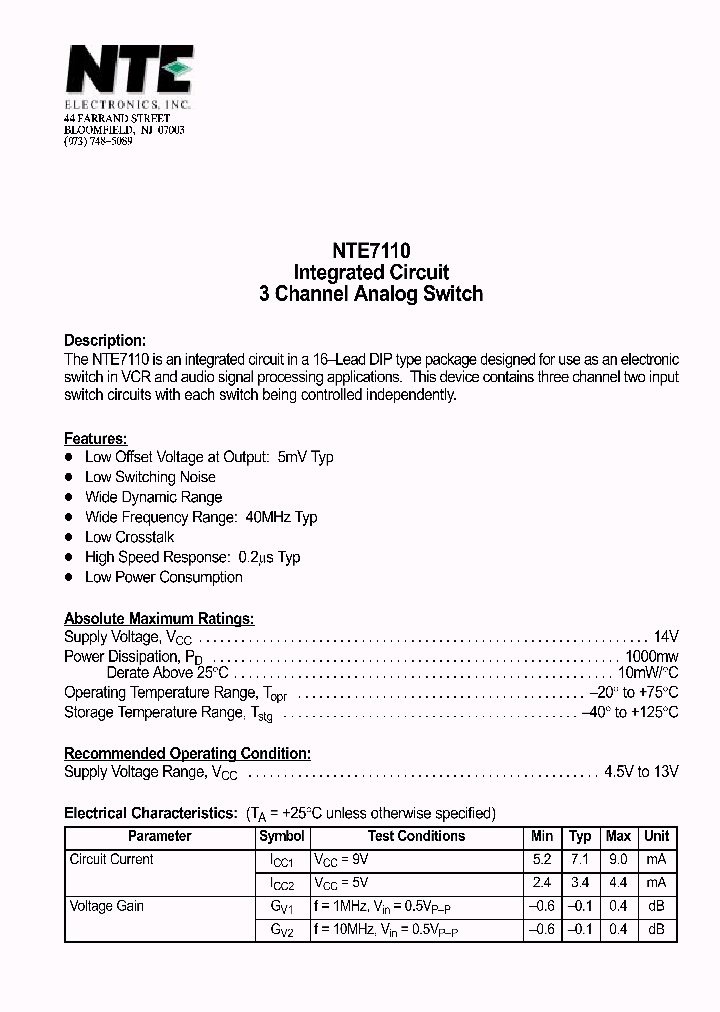 NTE7110_416017.PDF Datasheet