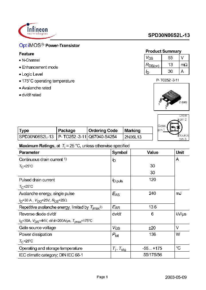 SPD30N06S2L-13_431900.PDF Datasheet