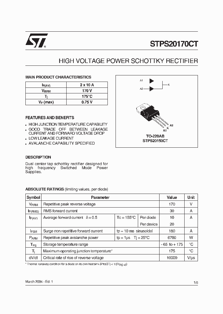 STPS20170CT_430354.PDF Datasheet