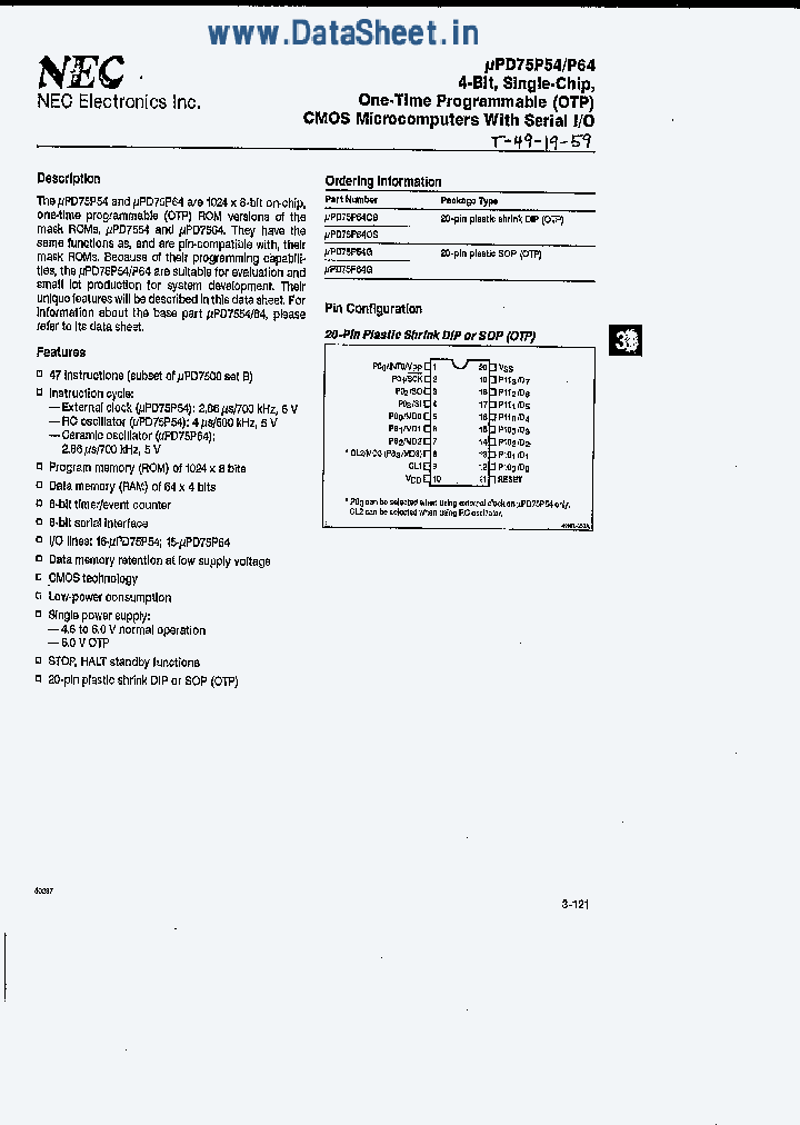 UPD75P64_409231.PDF Datasheet