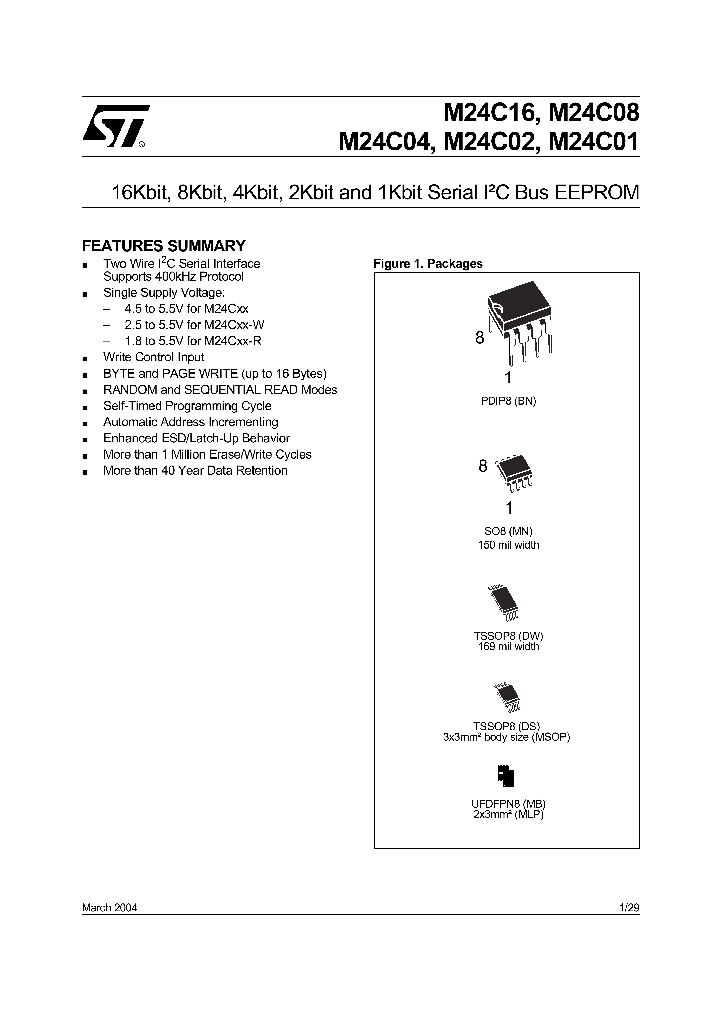 M24C16-BN6TP_323637.PDF Datasheet