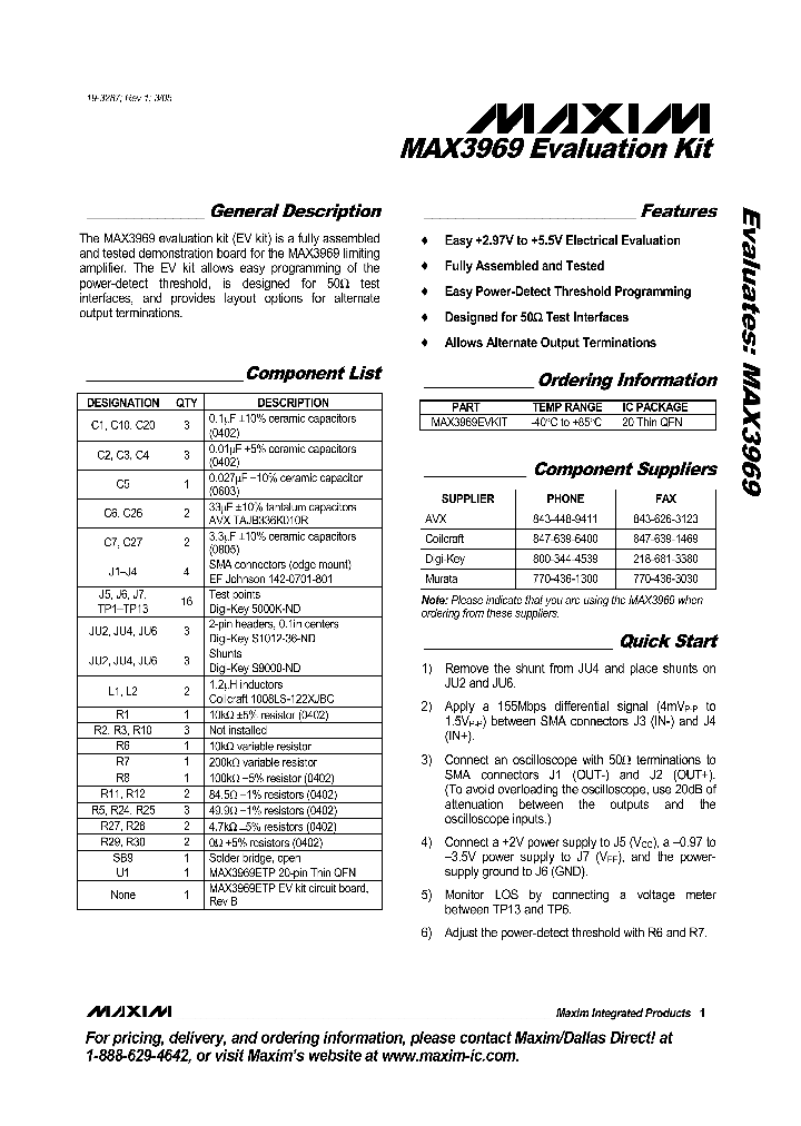 MAX3969EVKIT_473855.PDF Datasheet